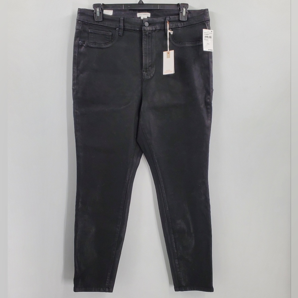 Women's Good American Good Legs Coated Jeans Size 18 NEW Black
